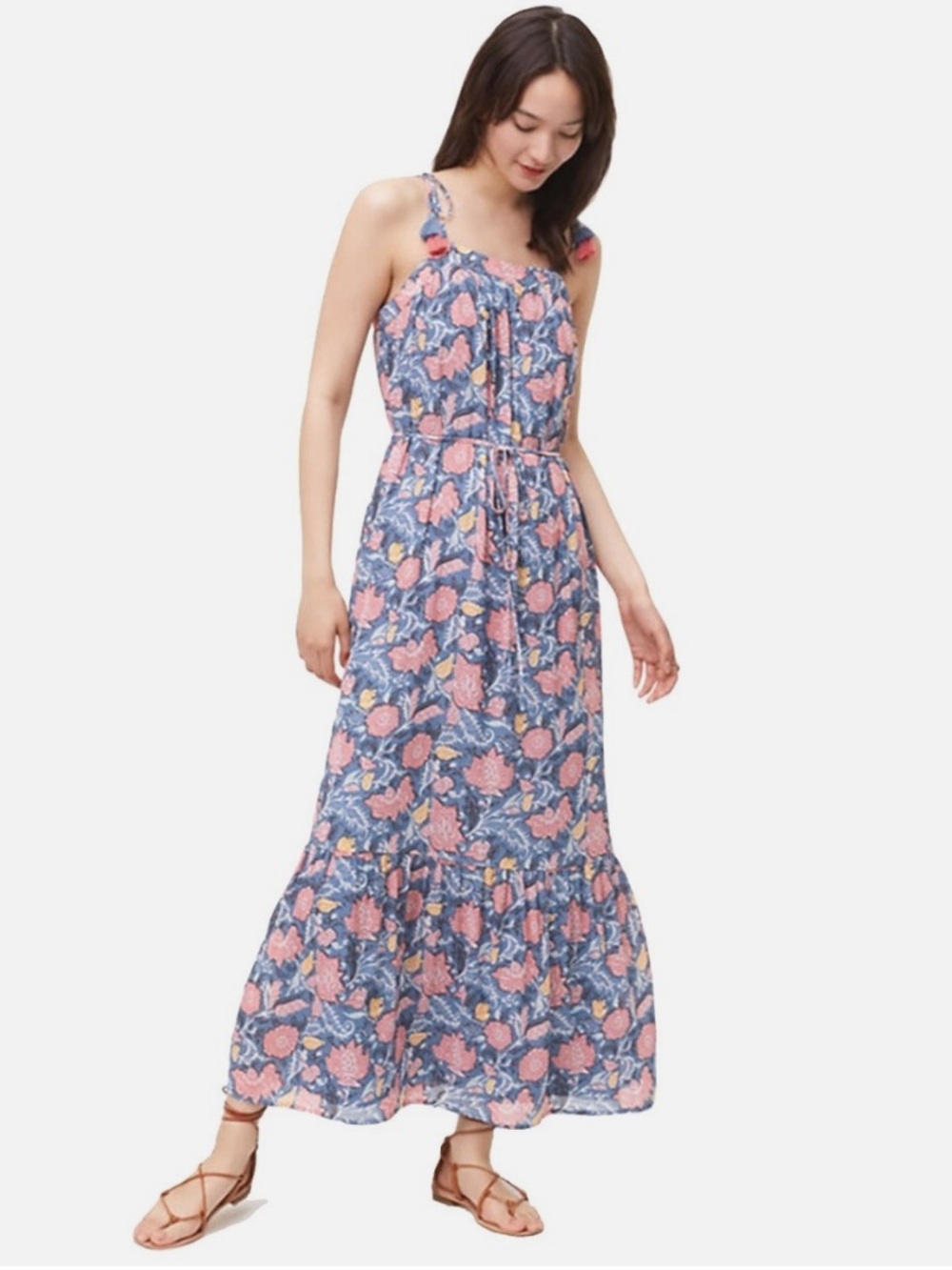 👗LOFT Floral Maxi One-Piece Sundress - Pink and Blue